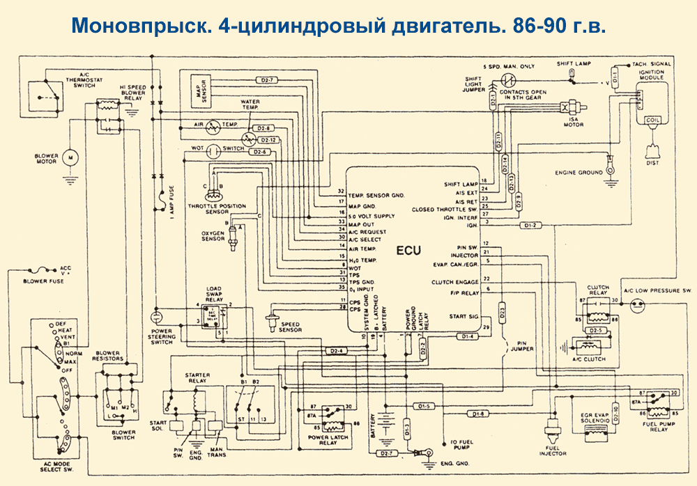 Схема подключения моновпрыска гольф 3